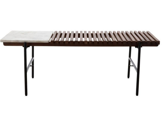 mesa de centro madera y marmol